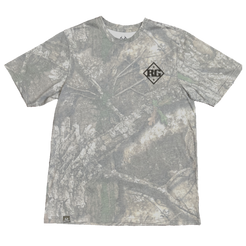Camouflage t-shirt with a logo on a white background