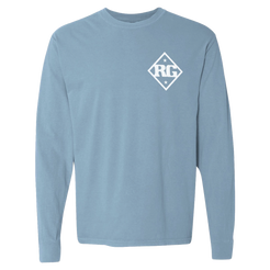 Ice blue RG long sleeve tee front Riley Green